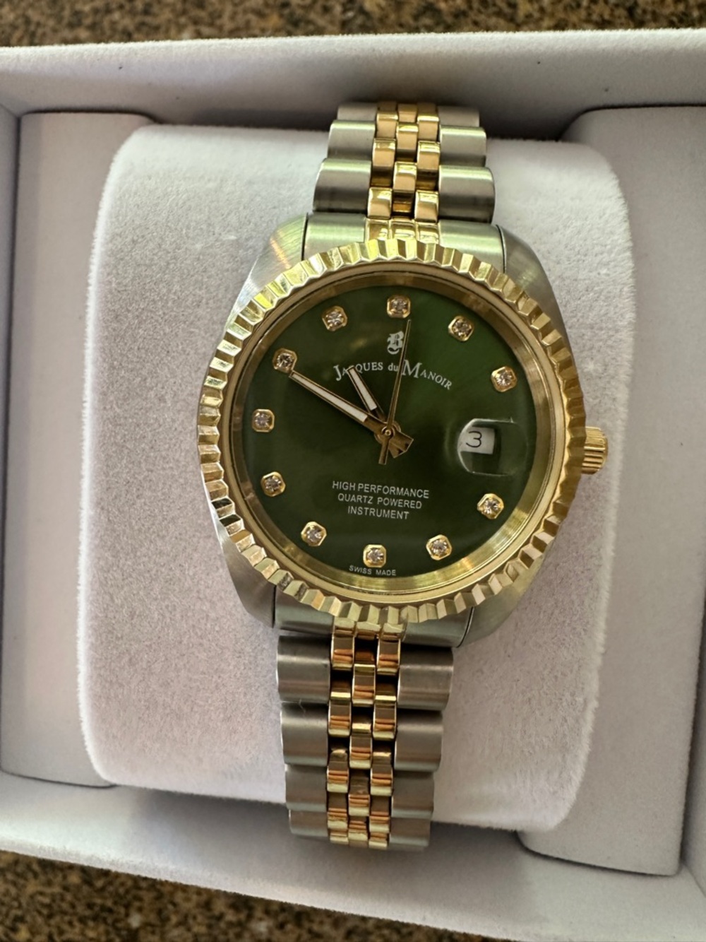 Jacques du Manoir Two-Tone Green Dial Watch - Picture 3 of 6